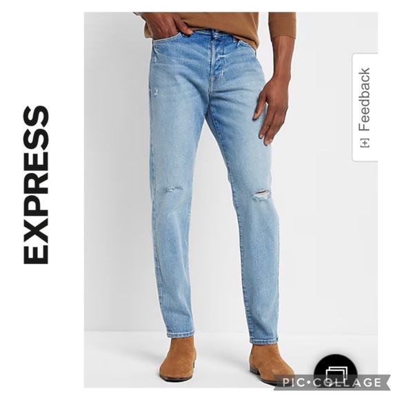 EXPRESS ATHLETIC SKINNY RIPPED DISTRESSED STRETCH JEANS WAIST - Picture 1 of 5